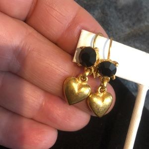 Black Crystal with Matte Gold Heart French Wire-NWT